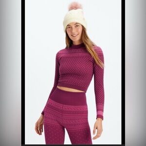 NWT Fabletics Holly Seamless Long-Sleeve Top Purple Red